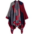 thumbnail image 1 of Red Women's Winter Reversible Oversized Blanket Shawl Wrap Open Front Poncho Cape Warm, 1 of 5