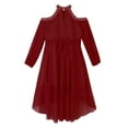thumbnail image 6 of SiiRoh Elegant Girls Party Dress Off-shoulder Ruffled Chiffon Wedding Birthday Pageant Evening Prom Gown Burgundy 16, 6 of 7