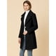 thumbnail image 4 of Abrigo De Botones Con Cuello Chal Con Muescas Para Mujer Abrigo De Invierno Largo De Un Solo Pecho Con Bolsillos Negro L, 4 of 7