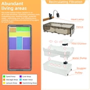 Turtle Tank Kit Complete Turtle Habitat with Advanced Filtration, Waterfall Play, Multi-Zone Living, Heat Lamp,Easy Water Change for Turtle Aquarium and Hermit Crab Tank(Blue,18 In)