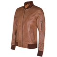 thumbnail image 2 of Mens MA-1 Leather Bomber Jacket-Cowes in Tan, 2 of 11