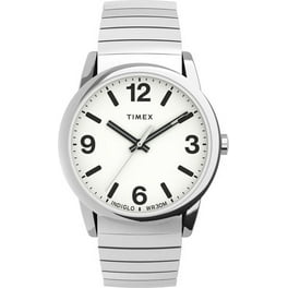 Timex Men s Indiglo Easy Reader Day Date Silver Blue 35mm Casual Wrist Watch with Expansion Band Walmart