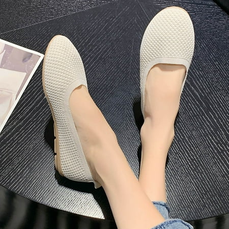 

Cathalem Woman s Sandals Size 9 Fashion Autumn Women Casual Shoes Flat Bottom Round Toe Mesh Casual Closed Toe Shoes for Women Beige 9