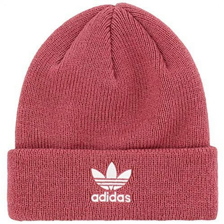 Adidas Trefoil Maroon Pink/Black/Heather Grey/White Cuffed Beanie Women Size