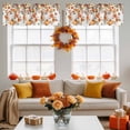 thumbnail image 4 of Kitchen Valances for Window, Thanksgiving Pumpkin Harvest Light Filtering Rod Pocket Valance Curtain, Fall Orange Maple Leaves Short Curtains Window Topper for Bedroom Bathroom Living Room 54x18in, 4 of 8