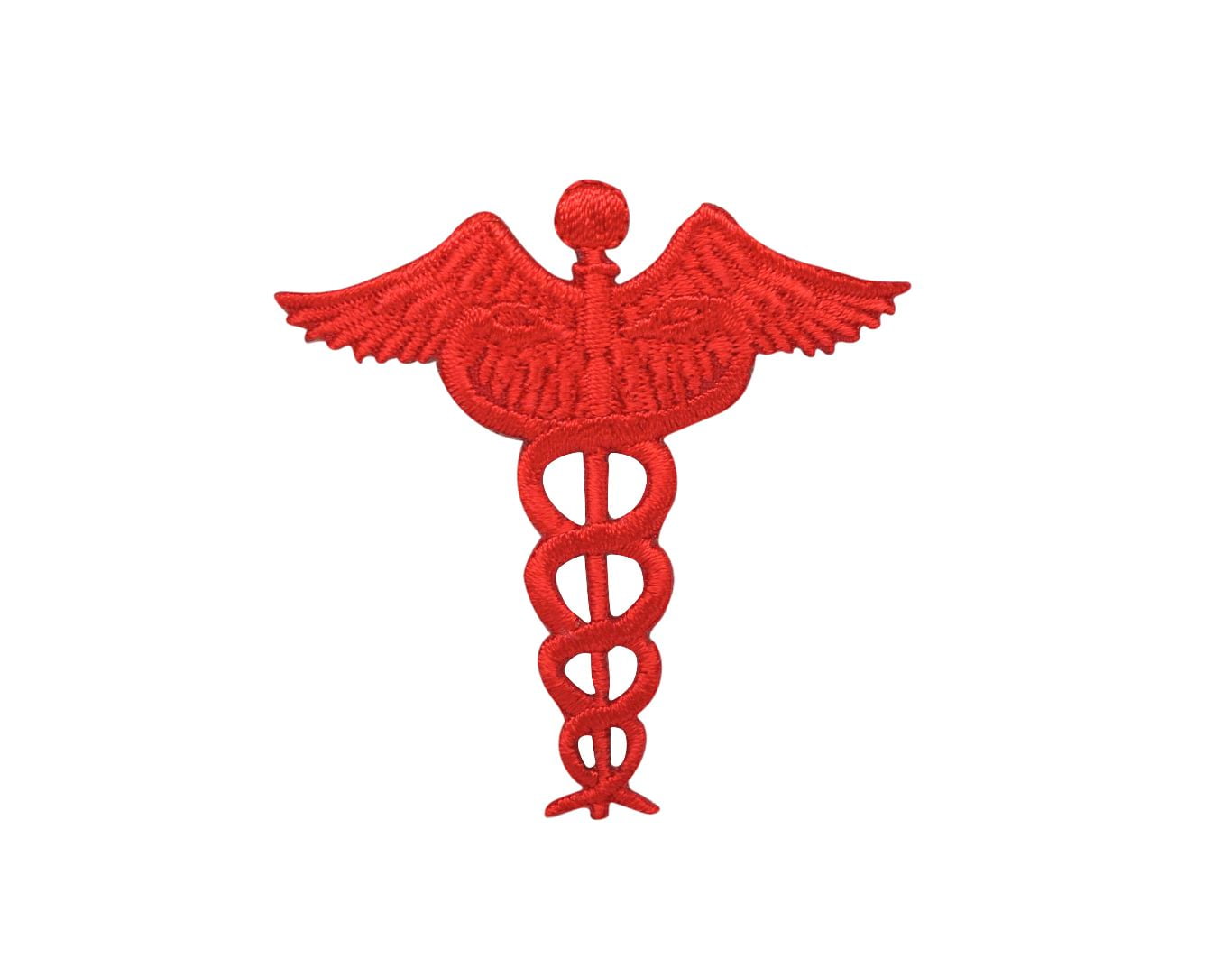 Red Caduceus Medical Staff/Snakes Symbol Iron on Applique