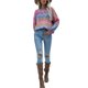 thumbnail image 4 of VISgogo Suéteres de cuello redondo para mujer, blusas de punto sueltas con estampado de teñido anudado de bloque de color de manga larga VISgogo  moda, 4 of 6