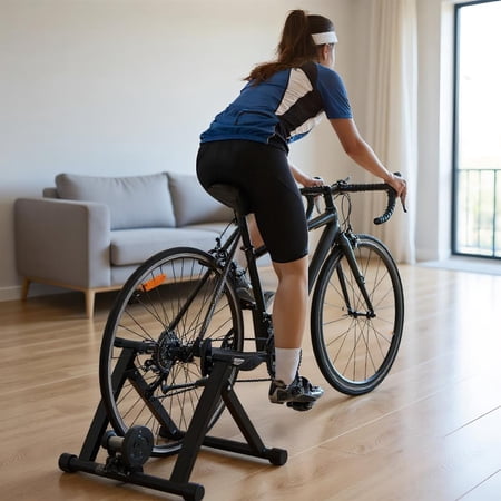 Topcobe Portable Folding Steel Bicycle Indoor Exercise Training Stand, Indoor Cycling Stationary Bike for Home Gym Cardio