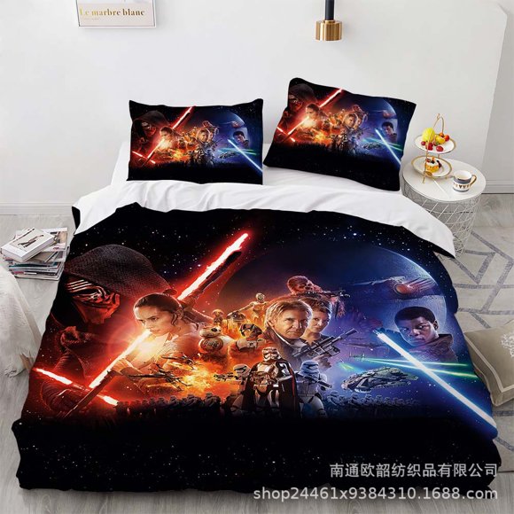 Black Samurai Star Wars 3D Quilt Cover, Bedding Three-Piece Set, Soft Microfiber, Duvet Cover-Youyoupin