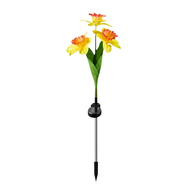 Luzes Solares Al Aire Libre Alimentado Por Energía Solar Flor Estaca Llevó la Luz, 3 Cabezas Al Aire Libre Narciso Patio Luz, Jardín Patio Decoración Estaca Luz Luces Solares Al Aire Libre Jardín