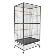 GarveeLife 66 Inch Large Bird Cage, Rolling Parrot Cage with Removable Tray, for Cockatiels, African Grey, Quaker, Parakeets, Conures, Pigeons, Jaulas Para Pájaros Black