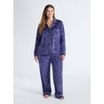 thumbnail image 2 of Joyspun Women’s Stretch Velour Notch Collar Long Sleeve Pajama Set, Sizes XS to 4X, 2 of 5