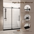 thumbnail image 5 of Youmumeub 56-60" W x 76" H Frameless Sliding Shower Door, 1/4" Clear Tempered Glass with Explosion-Proof Film, Stainless Steel Hardware, Bathroom Shower Enclosure, Matte Black, 5 of 23
