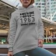thumbnail image 2 of Awesome Since 1983 Limited Edition, Birthday or Anniversary, Heather Grey Hooded Sweatshirt or Hoodie, XL, 2 of 5