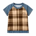 thumbnail image 6 of Shirts for Women Plaid Printed Dressy Casual Blouses Summer Loose Fit Crew Neck Short Sleeve Tops, 6 of 6