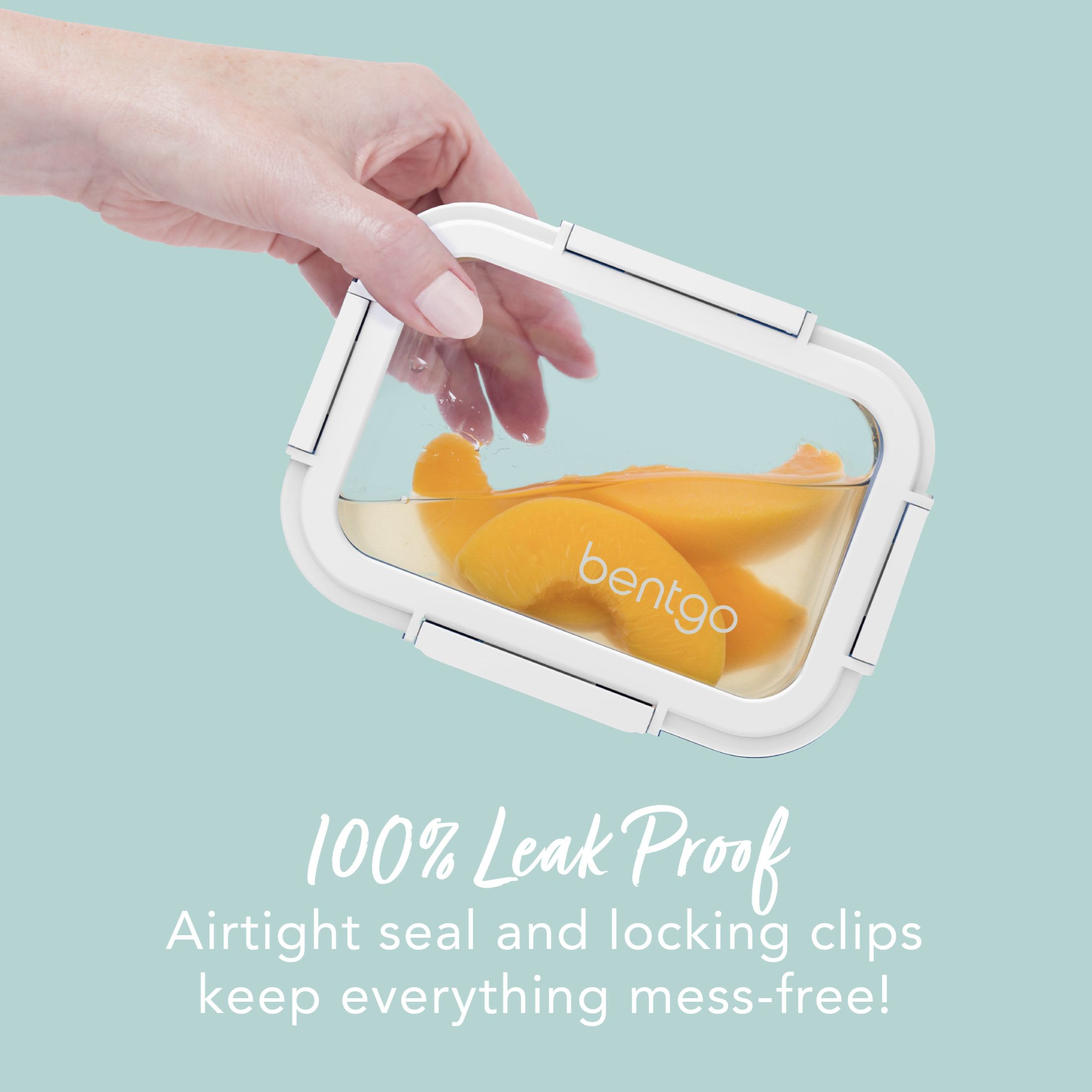 Bentgo® Glass Leak-Proof Food Storage Set - 8 Piece Stackable 1-Compartment Meal Prep Containers & Airtight Locking Lids, Reusable, BPA-Free, Microwave, Freezer, Oven, Dishwasher Safe (Coastal Beach)