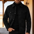 thumbnail image 5 of Raeneomay Men's Suede Button Jacket - Collared Long Sleeve Pocket Top, 5 of 6
