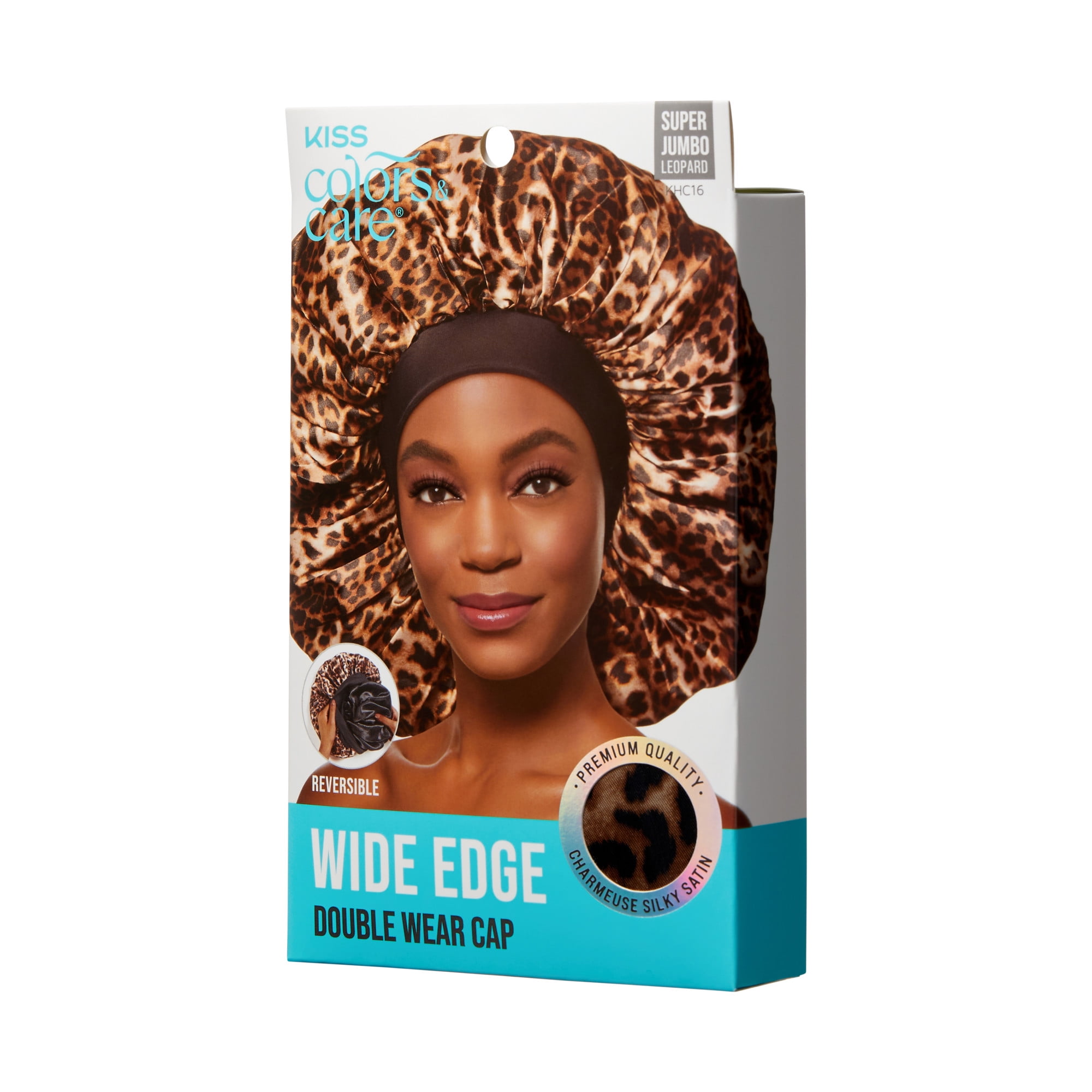KISS Silky Satin Double Wear Cap Hair Bonnet, Super Jumbo