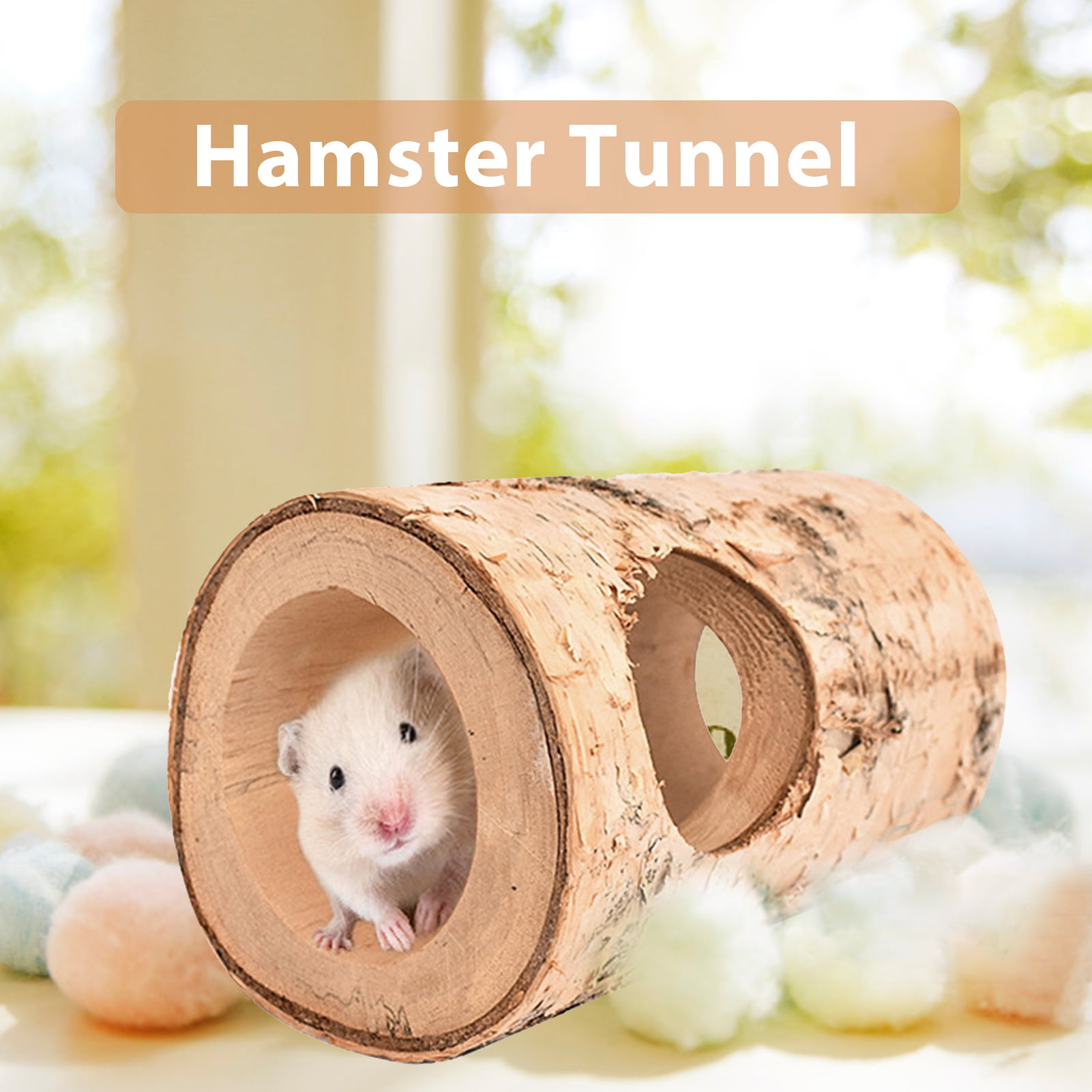 Hamster Tube Natural Birch Wood Mouse Tunnel Tube Toy,Safe and Non-Toxic Small Pet Fun Tunnel Small Animals Activity Toy Set Suitable for Hamster Gerbils 