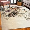 thumbnail image 3 of Butterfly Decorative Rug, Monarch Butterflies Vintage Damask Inspired Design, Quality Carpet for Bedroom Dorm and Living Room, 6 Sizes, Pastel Brown, by Ambesonne, 3 of 4