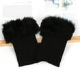 thumbnail image 4 of QLEICOM Leg Warmers,Socks for Women,Women's Short Boot Cuffs with Faux Fur Trim and Fold Over Collar for Style Knit Leg Warmers Add Fashion Warmth To Any Boots and Shoes Black, 4 of 4