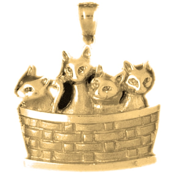 10K Yellow Gold Cat Pendant - 27 mm