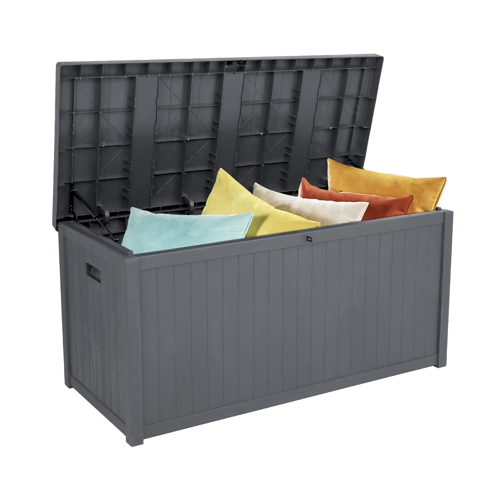 Vervolg zuurstof geloof 113 Gallon Resin Deck Box, Patio Storage Chest with Lid, Outdoor Waterproof  Storage Cabinet, Backyard Storage Container for Patio Furniture Cushions,  Kids' Toys, Garden Tools, Gray, D7983 - Walmart.com