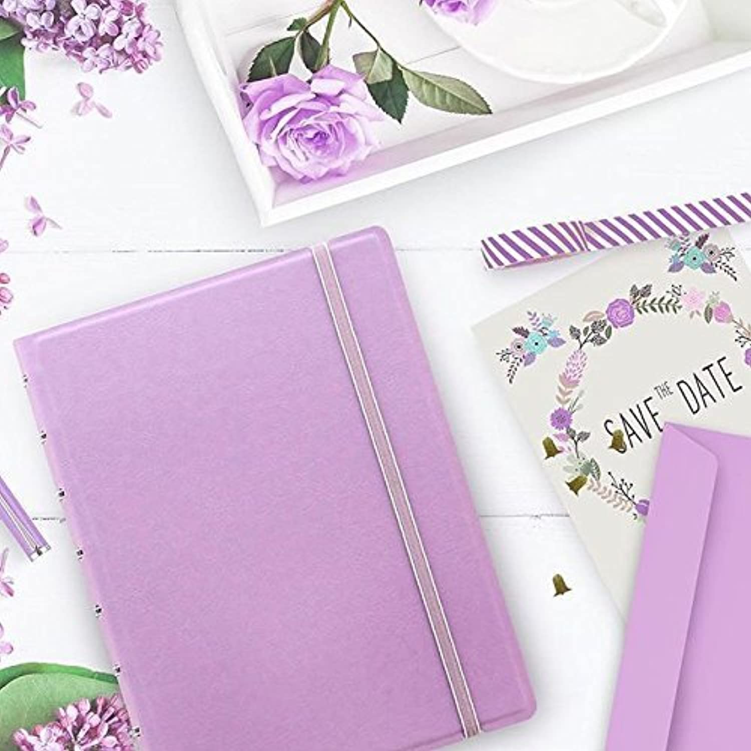 FILOFAX Refillable Pastel Notebook, A5 (8.25" x 5") Orchid - 112 Cream moveable pages - Index, pocket and page marker (B115054U)