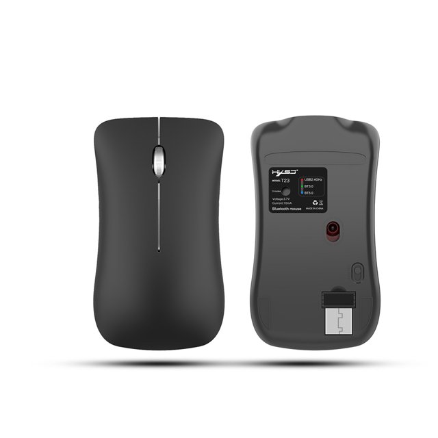 TORUBIA Bluetooth Mouse 2.4G Wireless Ergonomics Optical Mouse 1600DPI Rechargeable Mouse (Black)