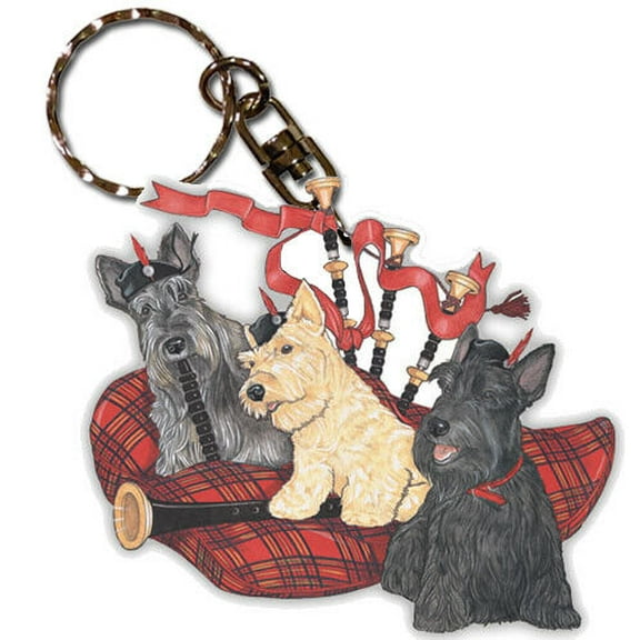 Scottish Terrier Keychain, Souvenir Key Holder, Dog Charm Tag, Pet Key Rings Craft Ornaments, Wooden Die-Cut