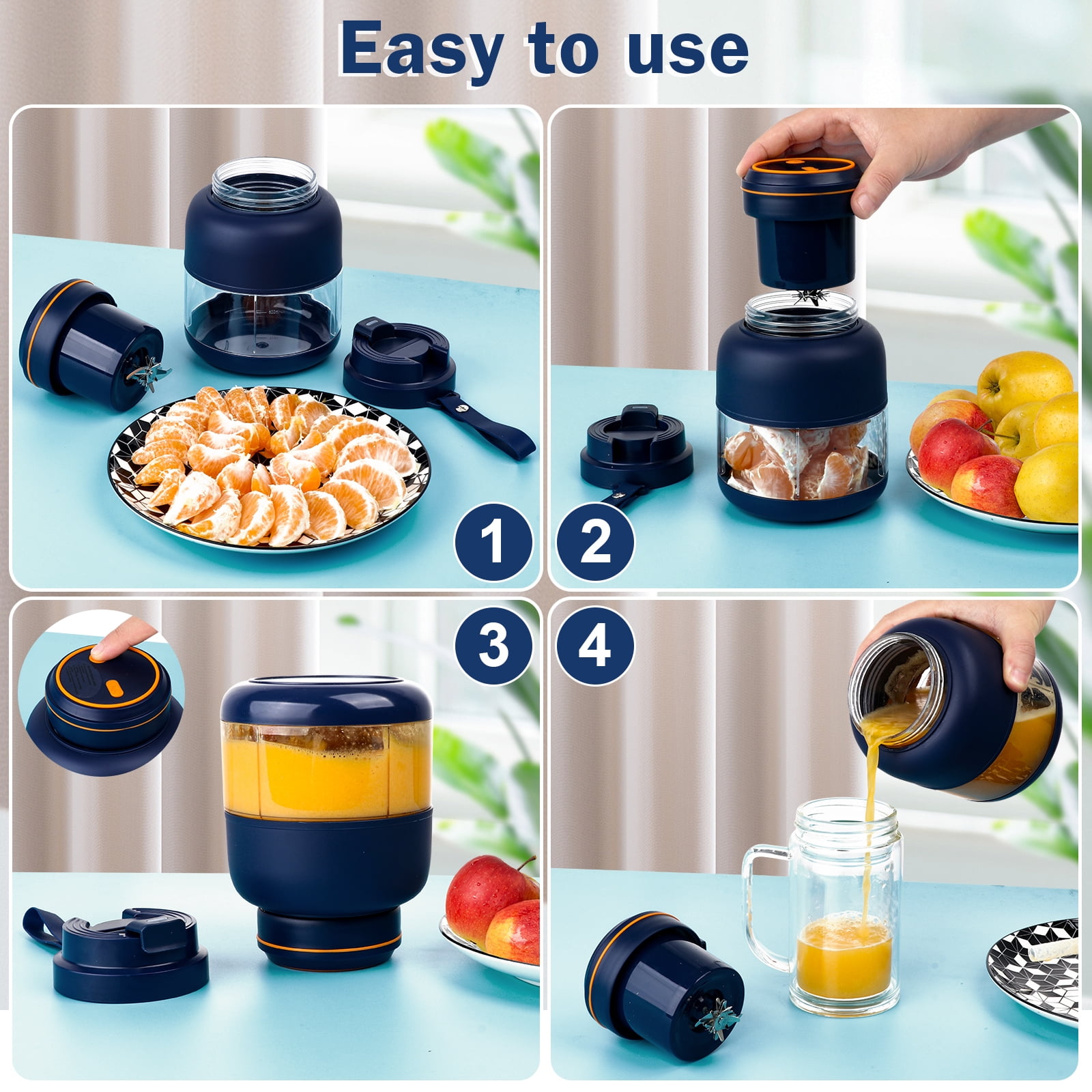 Xiwern Electric Juicer Cup Portable Mixer Juice Extractor Sport Water Bottle-Blue