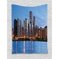 thumbnail image 1 of Chicago Skyline Tapestry, Sunset in Big City with Dramatic Sky Skyscrapers Evening by Lake, Wall Hanging for Bedroom Living Room Dorm Decor, 40W X 60L Inches, Blue Orange Taupe, by Ambesonne, 1 of 2