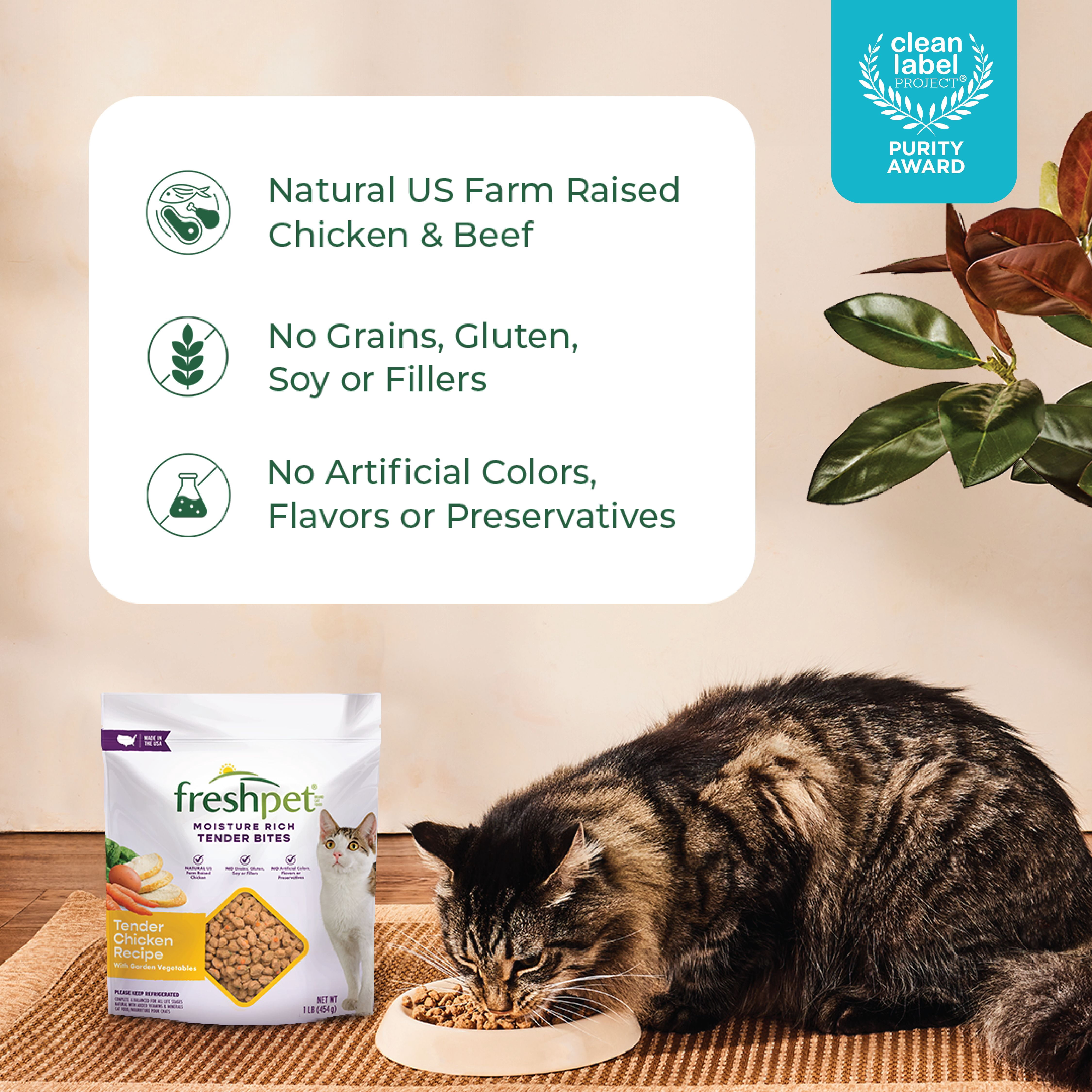 Freshpet Fresh Cat Food, Tender Chicken Recipe, Tender Bites Freshly Roasted Meal 1 lb.