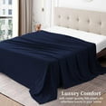 thumbnail image 3 of 800 Thread Count Egyptian Cotton Flat Sheet Single Piece, King (102"x 108") Flat Sheet – Navy Blue, 3 of 4