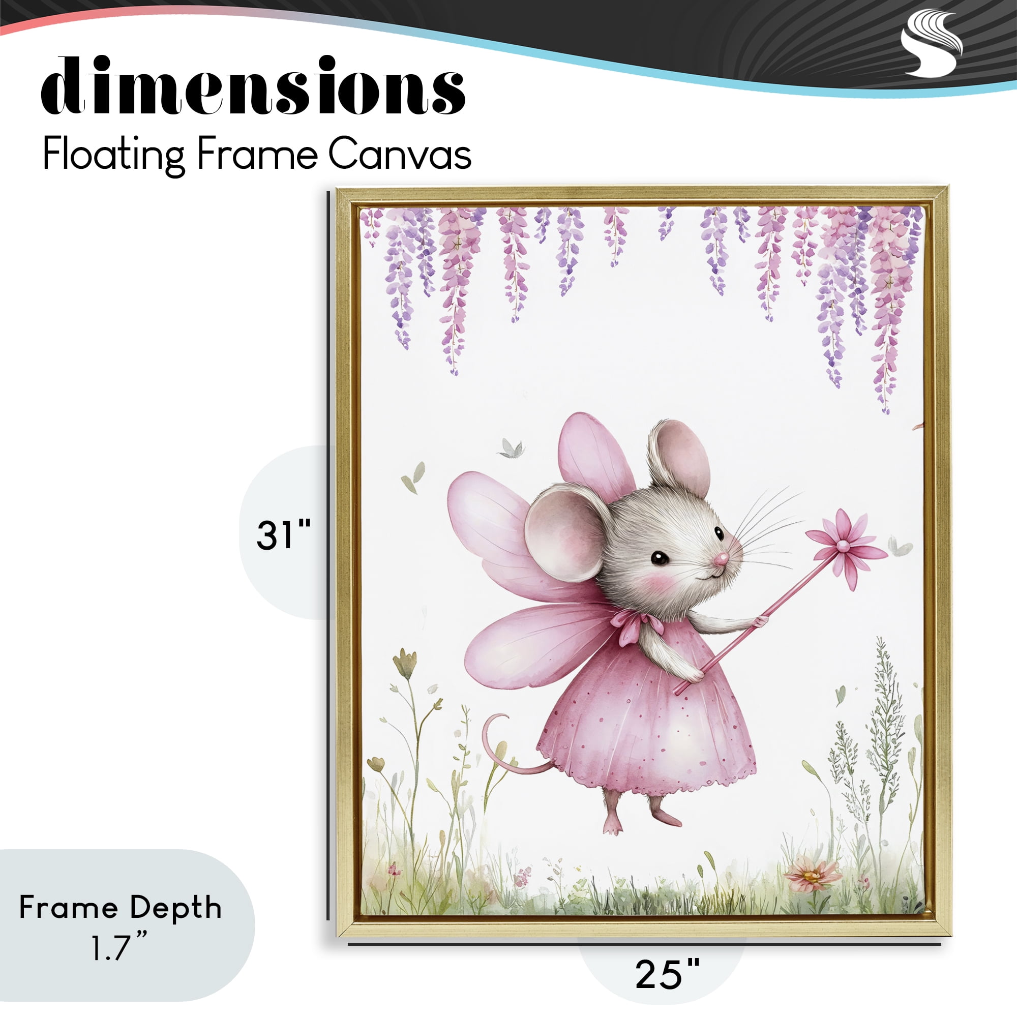 Stupell Industries Woodland Mouse Forest Fairy Gold Framed Floater Canvas Wall Art, design by LSR Design Studio