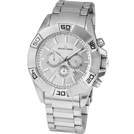 - Jacques Lemans Men's 49mm Steel Bracelet & Case Quartz Silver-Tone Dial Analog Watch 1-1808F