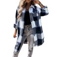 thumbnail image 3 of Qiylii Women Plaid Long Shirt, Long Sleeve Lapel Outerwear Jacket,S-XL, 3 of 7