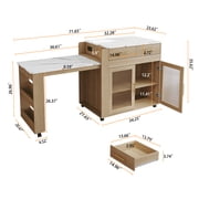 CBJCBJ Kitchen Island with Storage | Expandable Retractable on Wheels 71.65 L | Space-Saving of Island Cart, Beige