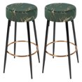 thumbnail image 4 of Duhome Elegant Lifestyle Modern Round Velvet Bronzing Upholstered Bar Stools Set of 2, Dark Green, 4 of 7