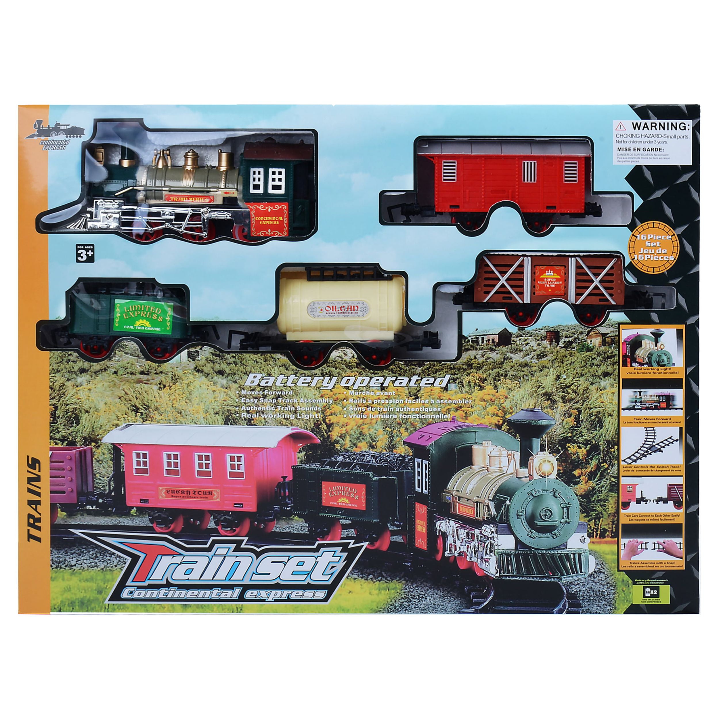 Toy Train Set for Kids, Battery Operated Train with Sounds and Lights, Santa Claus Christmas Holiday Train for Under The Tree, Great Gift Idea for Boys Girls Toddlers