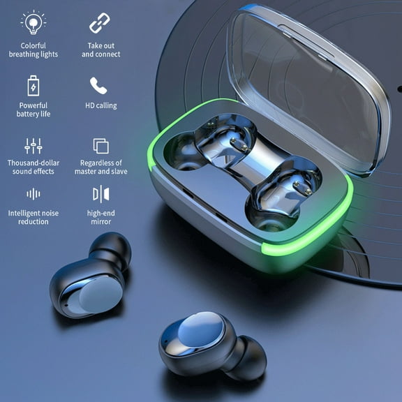 Hybrid Active Noise Cancelling Wireless Earbuds, 6 Mics ENC Clear Call, IPX8 Waterproof, in Ear Bluetooth 5.3 Headphones Stereo Bass Ear Buds 59H Playtime with LED Display 32 EQs via APP,As Show