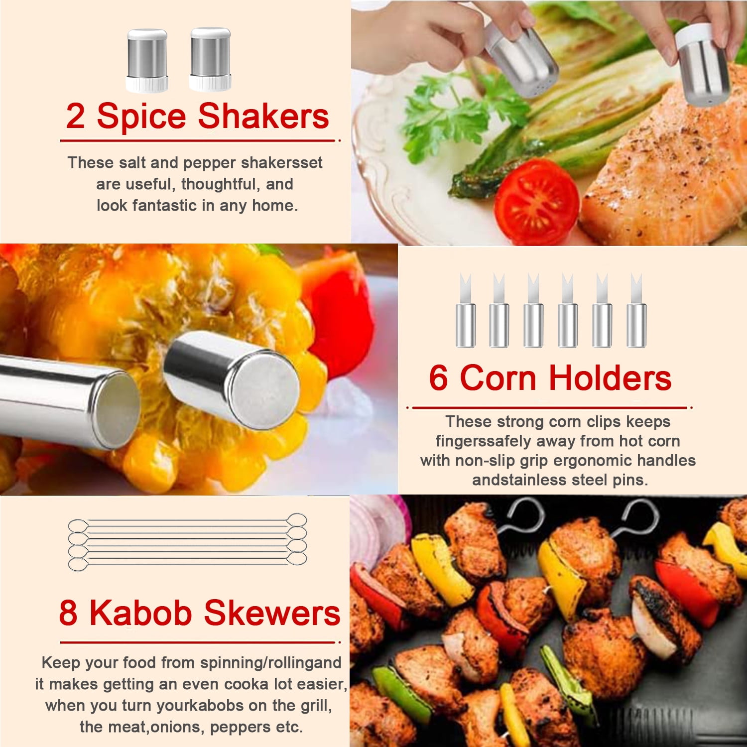 BBQ Set Griddle Accessories Kit, 42Pcs Stainless Steel Grilling Tool Kit for Blackstone Outdoor Grill, BBQ Tool Set with Basting Cover, Spatula, Scraper, Bottle, Tongs, Egg Ring, Meat Injector
