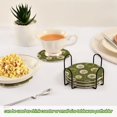 thumbnail image 7 of 6 Pcs Drink Coasters with Holder 3.94in Woven Coasters for Drinks Green Dandelions Pattern Coaster Set for Protection Table, 7 of 7
