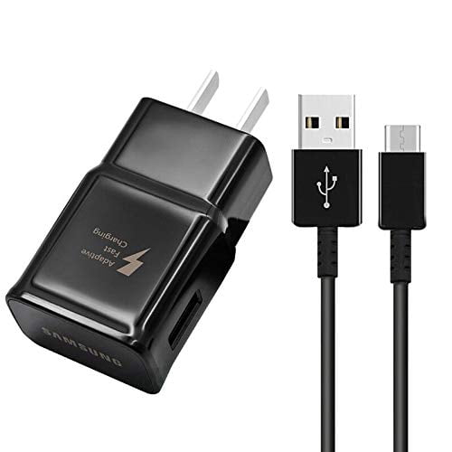 Samsung Adaptateur Mural de Charge Rapide Adaptative et Câble Micro USB de 1 m pour Galaxy S4 S6 S7 Edge Plus Note 2 4 Alpha, Noir