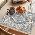 thumbnail image 3 of Boho Abstract Flowers Placemats Set of 8, Navy Blue Retro National Medieval Style Non-Slip Place Mats Washable Table Mats for Kitchen Dining Table Decorations Indoor/Outdoor, 3 of 9