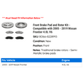 thumbnail image 2 of Front Brake Pad and Rotor Kit - Compatible with 2005 - 2019 Nissan Frontier 4.0L V6 2006 2007 2008 2009 2010 2011 2012 2013 2014 2015 2016 2017 2018, 2 of 2