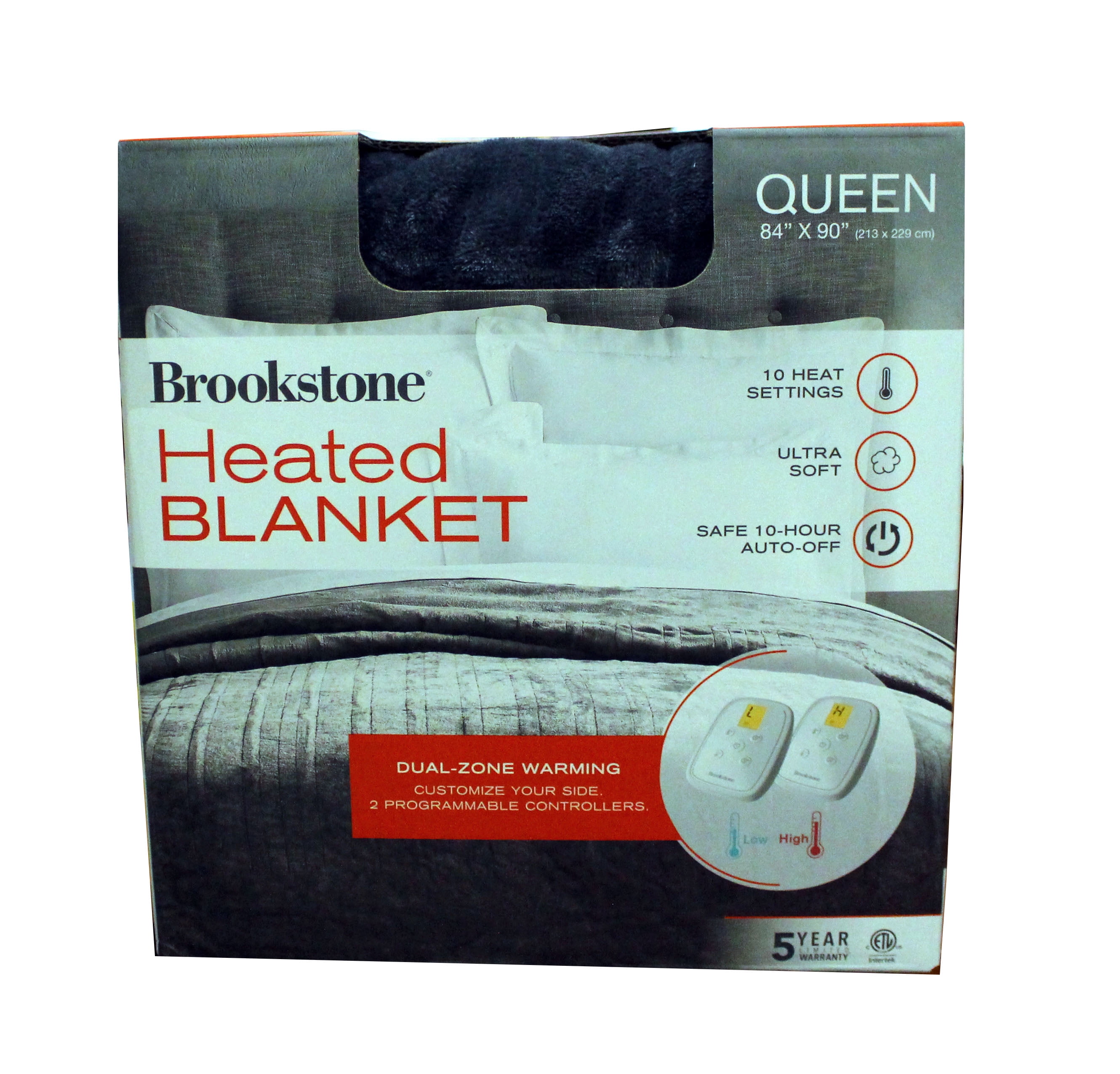 Brookstone Ultra Soft Queen Heated Blanket 84 x 90 Inch Charcoal