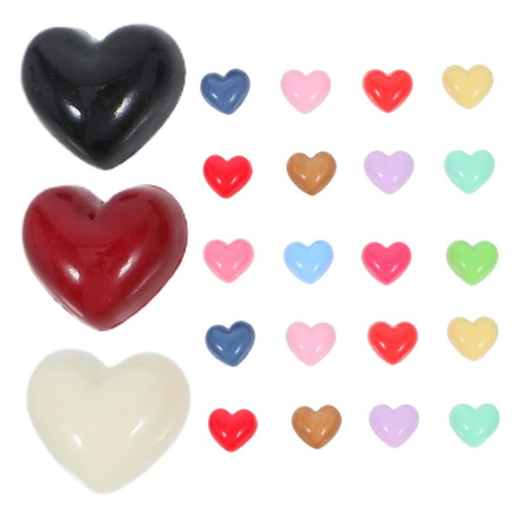 OFFIGAM 100pcs Heart Shape Resin Flatback Charms Assorted Colors for Crafting Embellishments and Decorations