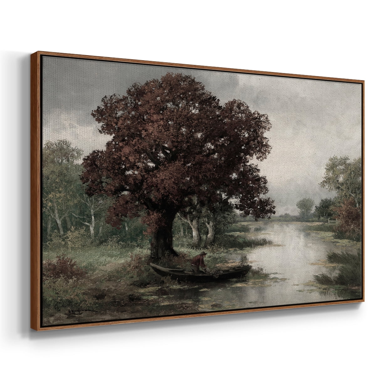 Vintage Landscape-CCCLV By Wexford Home Framed in Walnut Wood Gallery Wrapped Canvas 27 in. x 41 in.