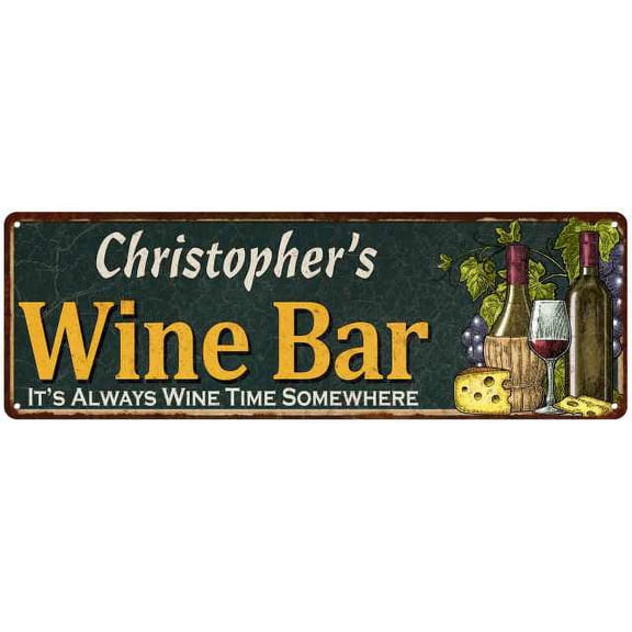 Christopher's Wine Bar Green Chic Sign Home Kitchen Decor 6x18 206180001216